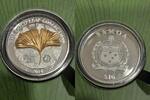 Samoa 10 Dollars Samoa, 1 Unze Silber Ginko mit 3D-Auflage vergoldet, mit Box/Zertifikat, Karton -