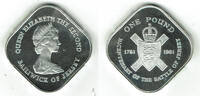 Jersey 1 Pound Jersey 1981, 1 Pfund Silber PP, 200 Jahre Battle of Jersey, siehe Scan -