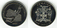 Jamaica 1 Dollar Gedenkmünze, 1 Dollar Fußball WM 1982, Erhaltung siehe Scan -
