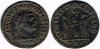 Römische Kaiserzeit - Costantius I. Antoninian AE Antoninian Constantius I., Rv: IOVI ET HERCVLI CONS CAES / XXI