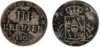 Würzburg 3 Kreuzer Großherzogtum Würzburg, 3 Kreuzer 1808, Ferdinand von Österreich -
