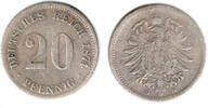 Deutsches Kaiserreich 20 Pfennig Kaiserreich, Kursmünze 20 Pfennig 1874 D, Erhaltung siehe Scan! -