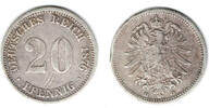Deutsches Kaiserreich 20 Pfennig Kaiserreich, Kursmünze 20 Pfennig 1876 D, Erhaltung siehe Scan! -