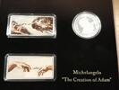 Fidschi Inseln 3 Münzen (10 Dollars + 2 x 20 Dollars) Silberunzen-Set Michelangelo - The Creation of Adam, mit Box/Zertifikat -