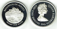 Jersey 25 Pence Jersey, 1 Crown, 25Jähriges Krönungsjubiläum Elisabeth II. -