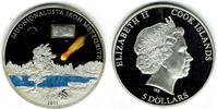 Cook Islands 5 Dollars Silbergedenkmünze Muonionalusta Meteorit, mit Meteoritgestein -