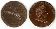 Cook Islands 5 Dollars Gedenkmünze HWA 4925 Meteorit, mit Meteoritgestein, Silber mit Bronzeauflage -