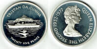 Tristan da Cunha 25 Pence Gedenkmünze Elisdabeth II. - 25jähriges Regierungsjubiläum -