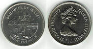 Jersey 25 Pence Jersey, 1 Crown, 25Jähriges Krönungsjubiläum Elisabeth II. -