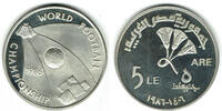 Ägypten 5 Pounds Silberbergedenkmünze Fußball-WM Mexiko 1986 Erhaltung siehe Scan -