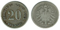 Deutsches Kaiserreich 20 Pfennig Kaiserreich, Kursmünze 20 Pfennig 1875 F, Erhaltung siehe Scan! -