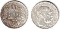 Ungarn 1 Korona Kursmünze 1 Krone 1893, Franz Josef I.! -