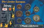 Jersey 3,88 Pfund Jersey, gemischter Kursmünzensatz, 1 Penny bis 2 Pfund (8 Münzen) -