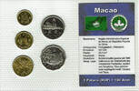Macao 6,80 Patacas Macao, gemischter Kursmünzensatz, 10 Avos bis 5 Patacas (5 Münzen) -