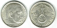 Drittes Reich 2 Reichsmark Drittes Reich, 2 Reichsmark 1938 B, Hindenburg mit HK! -