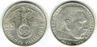 Drittes Reich 2 Reichsmark Drittes Reich, 2 Reichsmark 1938 E, Hindenburg mit HK! -