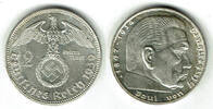 Drittes Reich 2 Reichsmark Drittes Reich, 2 Reichsmark 1938 J, Hindenburg mit HK! -