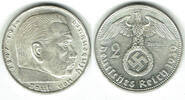 Drittes Reich 2 Reichsmark Drittes Reich, 2 Reichsmark 1939 A, Hindenburg mit HK! -