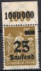 Deutsches Reich 25000 Mark Deutsches Reich, Mi.-Nr. 283 POR, <i>Freimarke Ziffern im Rechteck</i> -