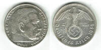 Drittes Reich 5 Reichsmark Drittes Reich, 5 Reichsmark 1936 D, Hindenburg mit HK, 13,89 g 900er Silber -