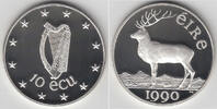 Irland 10 ECU Irland, 10 ECU 1990, Hirsch, Polierte Platte in Kapsel