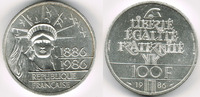 Frankreich 100 Francs Piedfort Frankreich 1986, 100 Francs Freiheitsstatue, Erhaltung siehe Scan!