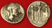 Antike - Römische Republik AR-Denar Cn. Cornelius Blasio, Av. Marskopf; Rv. Jupiter bekränzt Minerva, Juno m. Zepter