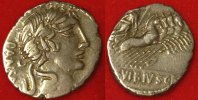 Antike - Römische Republik AR-Denar C. Vibius C. f. Pansa, Apollokopf n. re. / Minerva in Quadriga n. re.