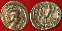 Antike - Römische Republik AR-Denar C. Plaetorius M. f. Cestianus, Av. Gottheit n. re., Rv. Adler auf Blitzbündel