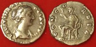 Römische Kaiserzeit - Faustina Filia Denar AR-Denar der Faustina Filia, Rv.: sitzende Concordia, CONCORDIA