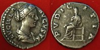 Römische Kaiserzeit - Lucilla Denar AR-Denar der Lucilla, Rv.: sitzende Pudicitia, PVDICITIA
