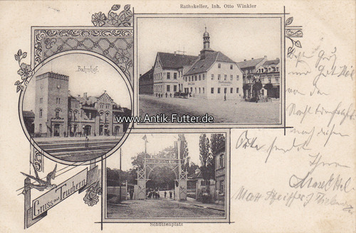 1906 Ansichtskarte Postkarte Gruss Aus Teuchern Sch tzenplatz Bahnhof 