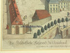 Osnabrück 1780 Altkolorierter Kupferstich / Guckkasten / Teilansicht / Bischofspalast ... 2-3