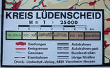 50er-60er Jahre Schulwandkarte / Schul Lehrtafel / Rollbild Karte / Erdkunde / Kreis Lüdenscheid 2