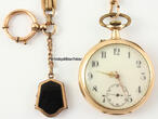 Lüdenscheid / Schweiz Um 1900 Offene Herrentaschenuhr in 585er Gelbgold mit Uhrenkette, Medaillon Anhänger 2-3