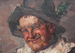 München O.J. Ölbild / Rudolf Wolf / Landsknecht mit Weinglas 2