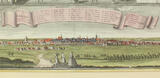 1749 Prospect von Leipzig/altkolorierter Kupferstich von Hohmanns Erben/gerahmt 2-3