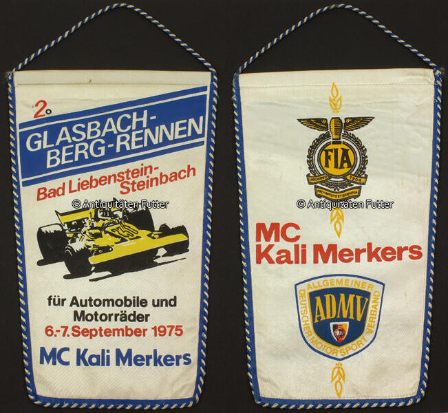 DDR / Mellenbach-Glasbach / Bad Liebenstein 1975 Wimpel / FIA / ADMV / MC Kali Merkers / 2 