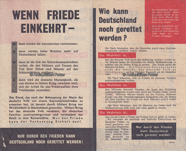 Pläne Der Alliierten Für Deutschland Nach 1945 Drittes Reich 1944 Kriegsflugblatt der Alliierten / Wenn Friede