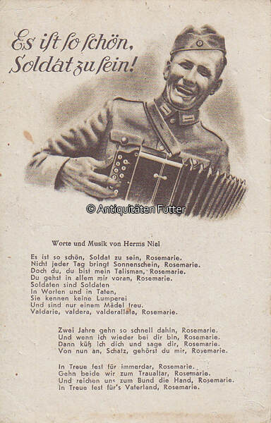 Drittes Reich O.J. Ansichtskarte / Postkarte / Es ist so schön Soldat