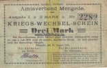 Mengede/Dortmund/Westfalen 3 Mark Kriegs-Wechsel-Schein/Amtsverband Mengede,Landkreis Dortmund/AusgabeI. -