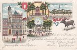 Wesel Ansichtskarte/Postkarte/Litho/Gruss aus Wesel/Rathaus./Wappen./Schützenplatz/... -
