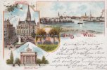 Wesel Ansichtskarte/Postkarte/Litho/Gruss aus Wesel./Berliner-Thor/Schill-Denkmal./... -