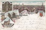 Mönchengladbach/Rheydt Ansichtskarte/Postkarte/Litho/Gruss aus Rheydt/Rathaus/Bismarck-Denkmal/... -