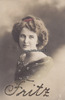 Deutsches Reich Ansichtskarte/Postkarte/Frau/handkoloriert/Glimmer/Fritz -