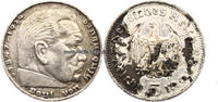 Drittes Reich 5 Reichsmark Verprägung / Fehlprägund / Paul von Hindenburg/Jaeger 360.D