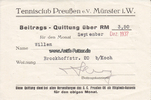 Münster i. W. Beitrags - Quittung / Tennisclub Preußen e.V. Münster i.W. -