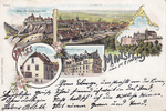 Mansfeld Ansichtskarte / Postkarte / Litho / Gruss aus Mansfeld / Lutherhaus / Schloss .. -