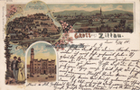 1900 Ansichtskarte / Postkarte / Litho / Gruss aus Zittau. / Rathaus / Kirche, ... 2