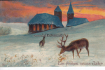 Deutsches Reich Ansichtskarte / Postkarte / Prägekarte / Ein frohes neues Jahr / Kirche / ... -